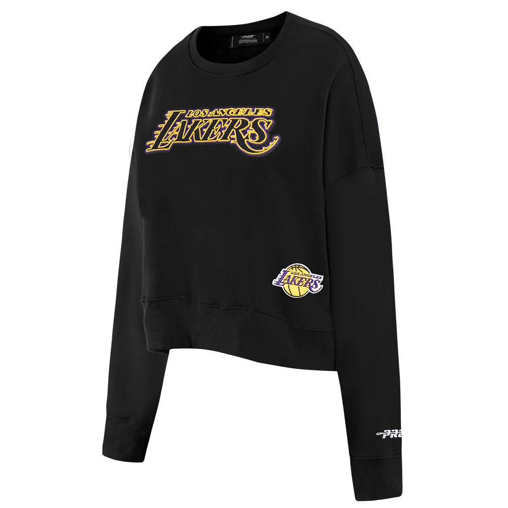 NBA LOS ANGELES LAKERS GAME DAY CLASSICS WOMEN'S DOUBLE KNIT CREWNECK (BLACK) - Image 2