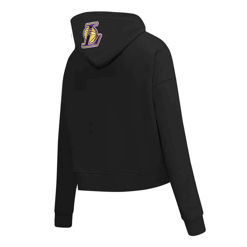 NBA LOS ANGELES LAKERS GAME DAY CLASSICS WOMEN'S DK CROPPED PO HOODIE (BLACK) - Image 4