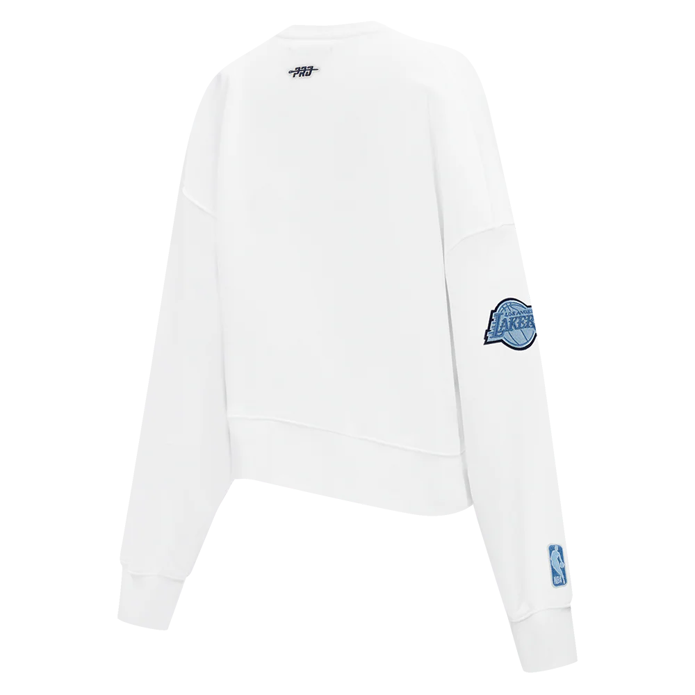 NBA LOS ANGELES LAKERS COUNTRY CLUB WOMEN'S DOUBLE KNIT CREWNECK (WHITE) - Image 3