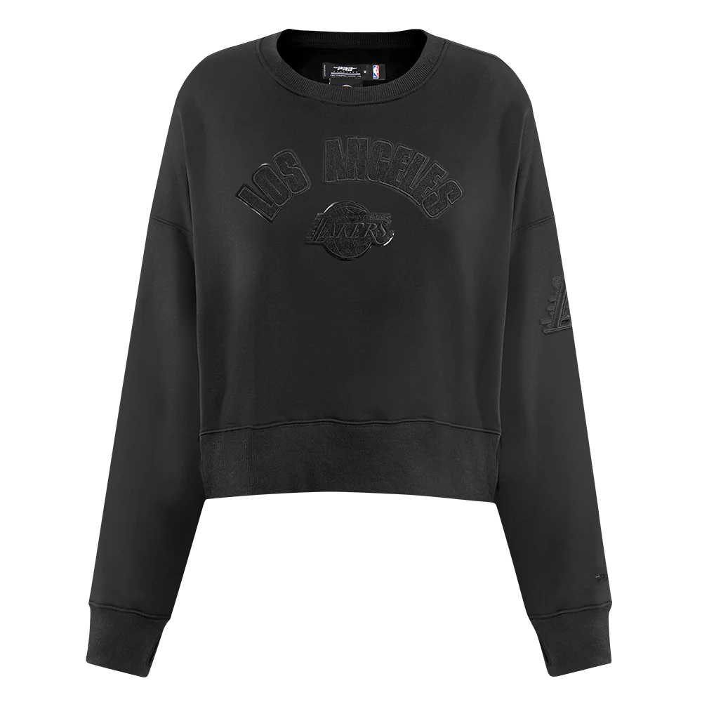 NBA LOS ANGELES LAKERS CLASSIC 3BK WOMEN'S FLC CREWNECK (BLACK)