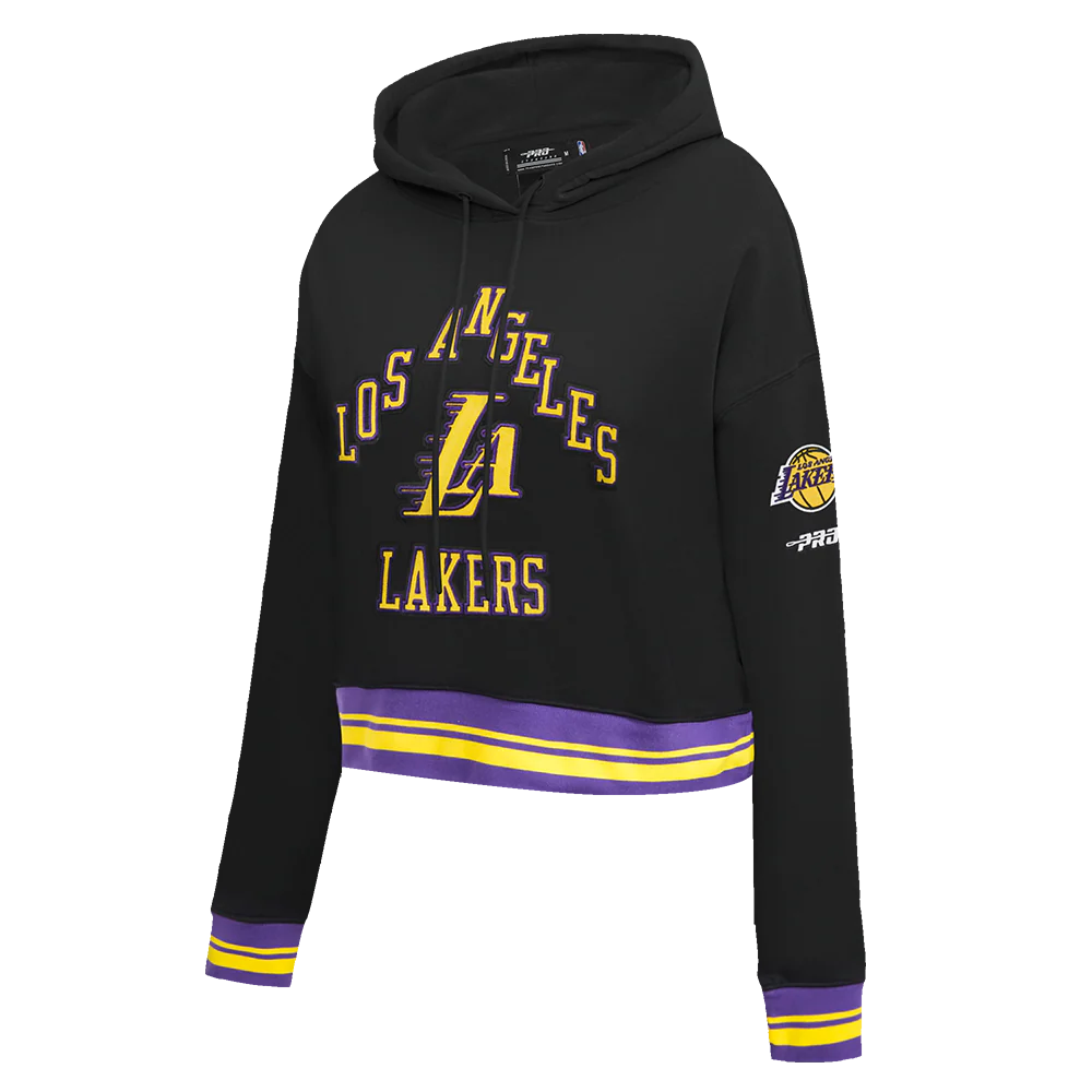 NBA LOS ANGELES LAKERS CITY EDITION 25-26 WOMEN'S RIB FLC CROPPED PO HOODIE (BLACK/PURPLE) - Image 3