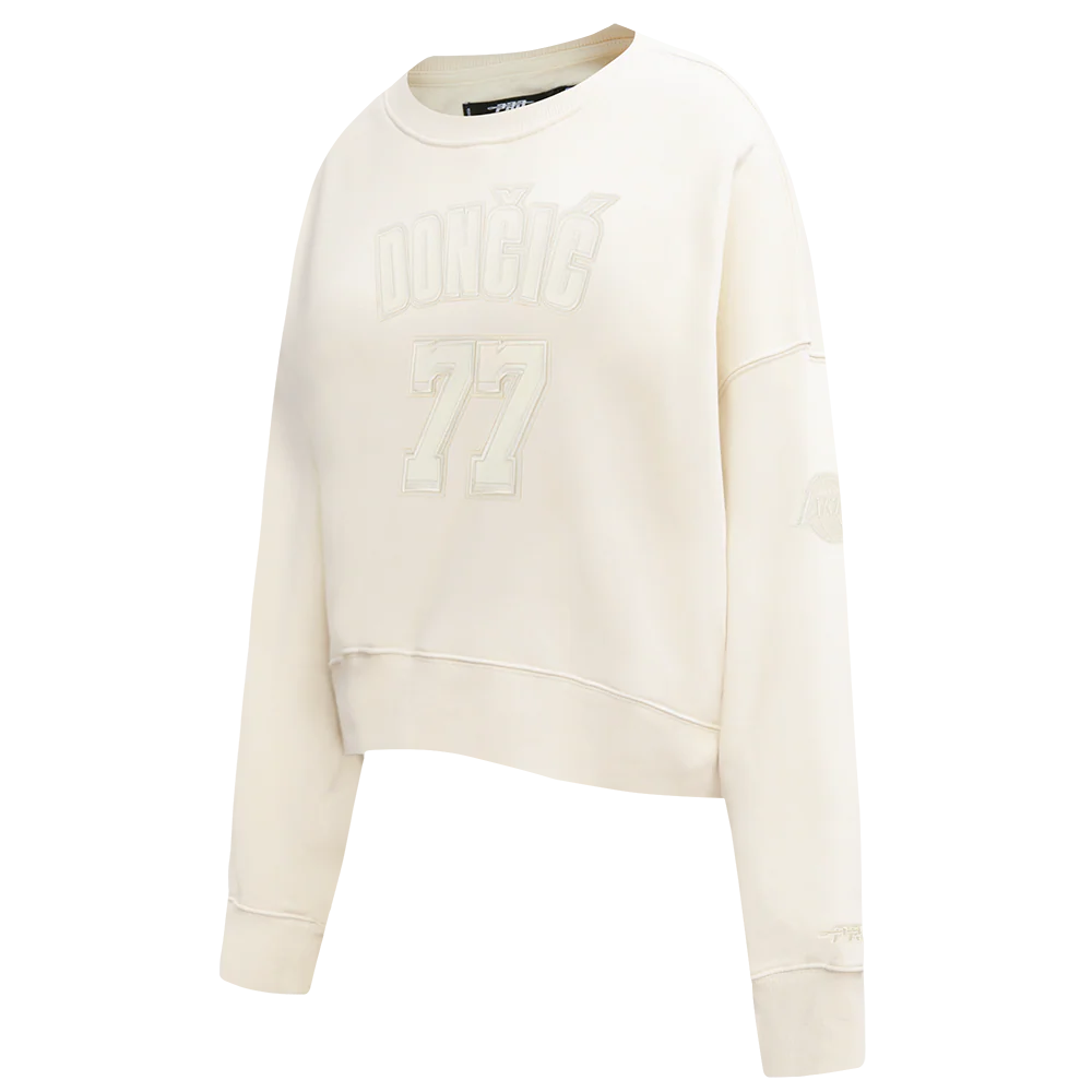 NBA LOS ANGELES LAKERS LUKA DONCIC #77 NEUTRAL PNN WOMEN'S FLC CREWNECK (EGGSHELL) - Image 2