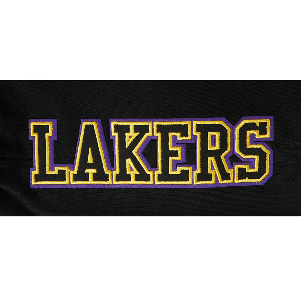NBA LOS ANGELES LAKERS CREST EMBLEM WOMEN'S RIB FLC SWEATPANT (BLACK/PURPLE) - Image 5
