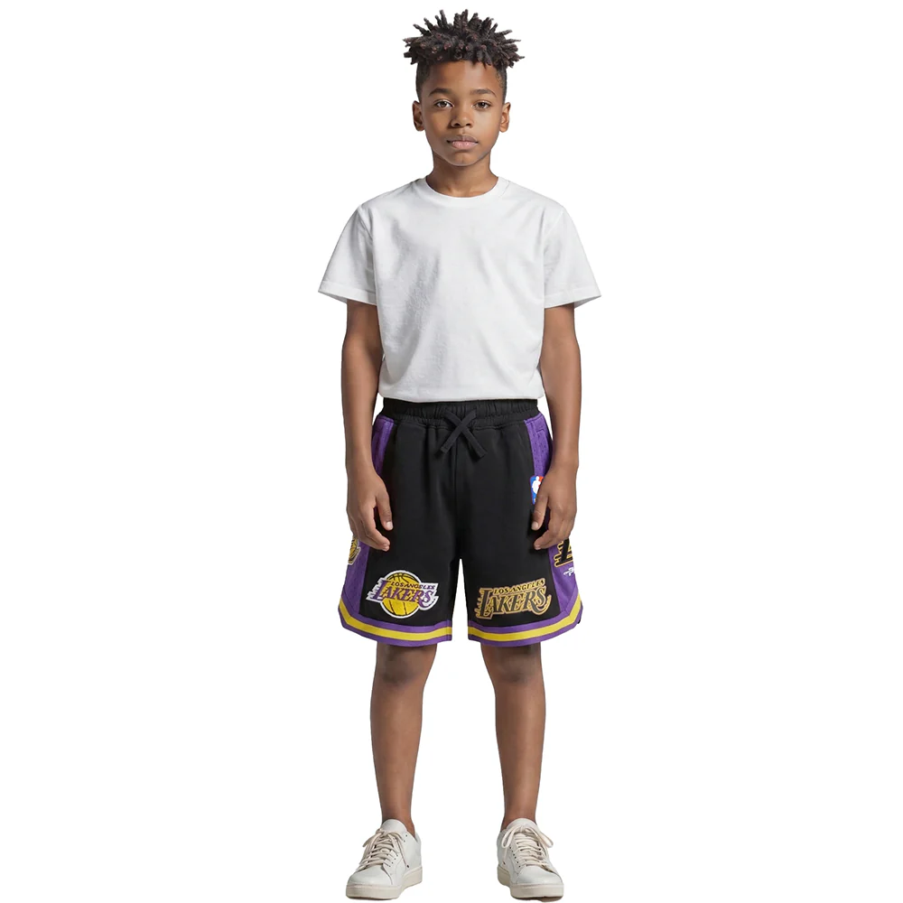 NBA LOS ANGELES LAKERS CLASSIC LITTLE BOYS FLEECE 2.0 SHORT (BLACK/PURPLE) - Image 3