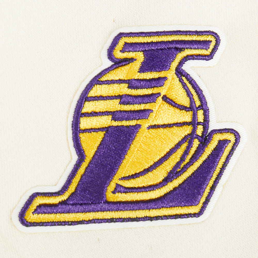 NBA LOS ANGELES LAKERS RETRO CLASSIC LITTLE BOYS RIB FLEECE PULLOVER HOODIE (EGGSHELL/ PURPLE) - Image 7