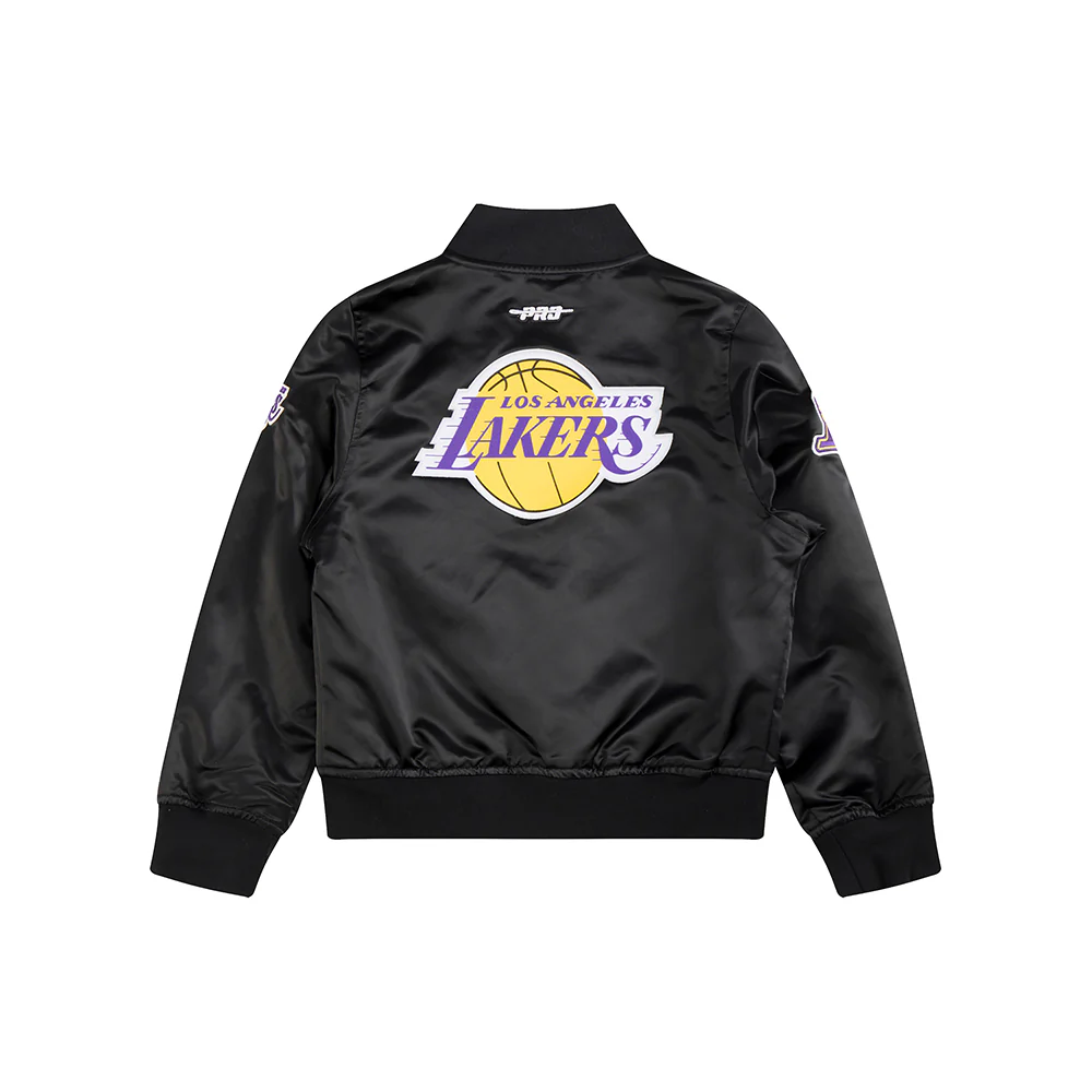 NBA LOS ANGELES LAKERS CLASSIC LITTLE BOYS SATIN JACKET (BLACK) - Image 4