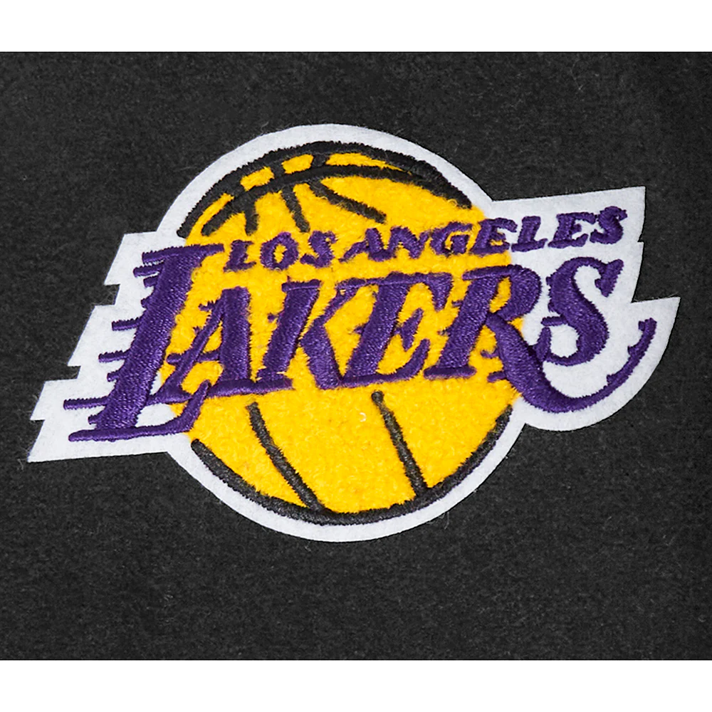 NBA LOS ANGELES LAKERS CLASSIC LITTLE BOYS WOOL VARSITY JACKET (JET BLACK) - Image 7