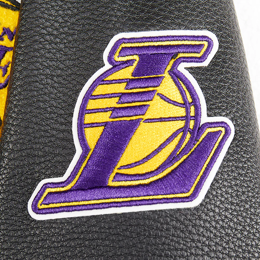 NBA LOS ANGELES LAKERS RETRO CLASSIC LITTLE BOYS RIB WOOL VARSITY JACKET (BLACK/PURPLE) - Image 5