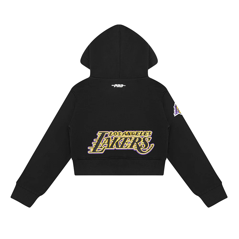 NBA LOS ANGELES LAKERS CLASSIC LITTLE GIRLS FLEECE FULL ZIP HOODIE (BLACK) - Image 2