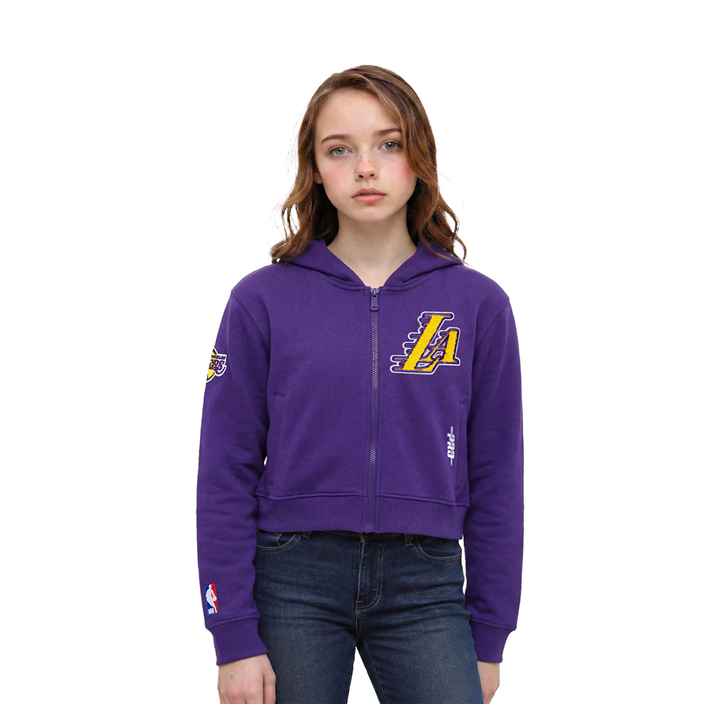 NBA LOS ANGELES LAKERS CLASSIC LITTLE GIRLS  FLEECE FULL ZIP HOODIE (PURPLE)