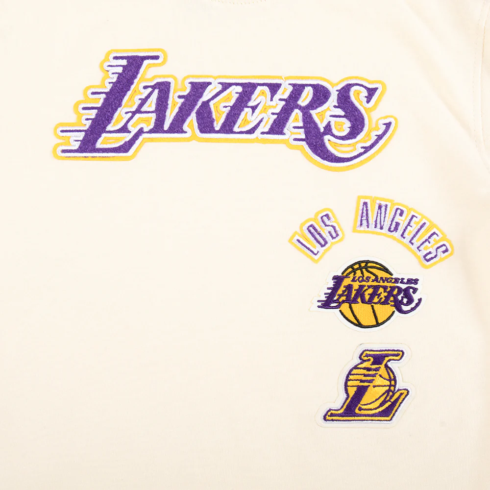 NBA LOS ANGELES LAKERS RETRO CLASSIC TODDLER BOYS SHORT SLEEVE TAPING TEE (EGGSHELL/ PURPLE) - Image 5