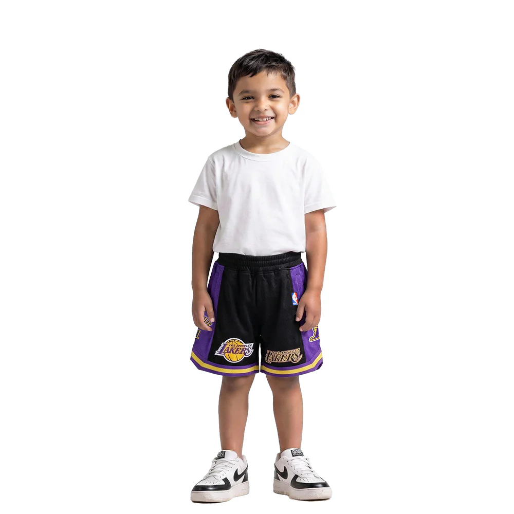 NBA LOS ANGELES LAKERS RETRO CLASSIC TODDLER BOYS FLEECE 2.0 SHORT (BLACK/PURPLE) - Image 3