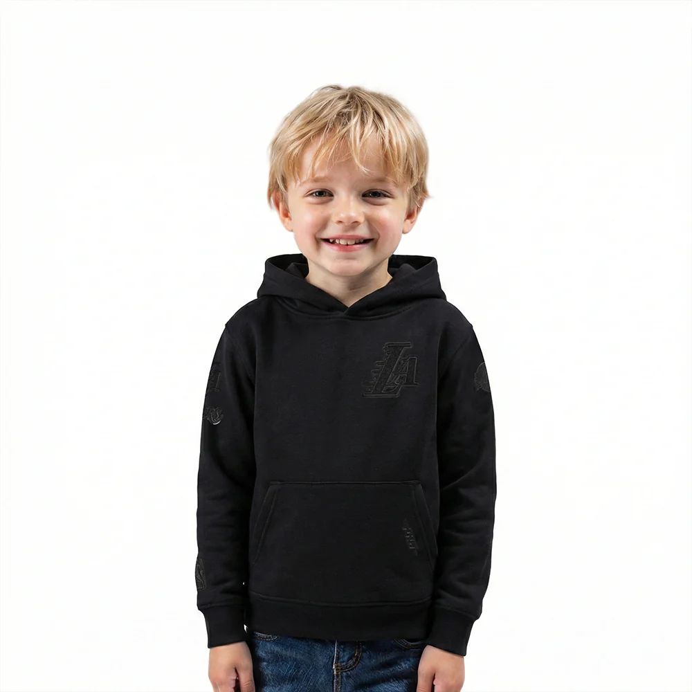 NBA LOS ANGELES LAKERS TRIPLE BLACK TODDLER BOYS FLEECE PULLOVER HOODIE (BLACK)