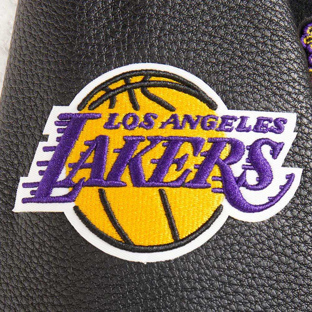 NBA LOS ANGELES LAKERS RETRO CLASSIC TODDLER BOYS RIB WOOL VARSITY JACKET (BLACK/PURPLE) - Image 8