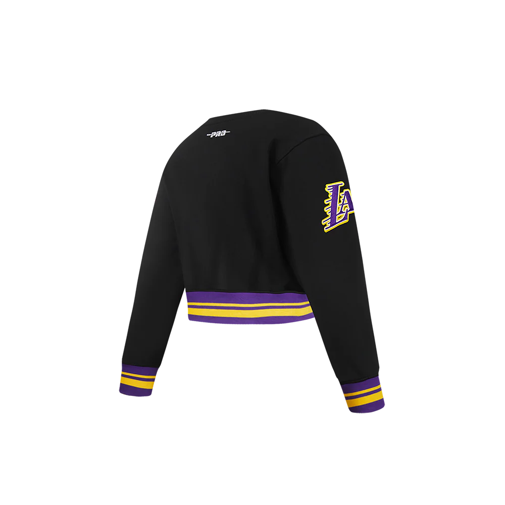 NBA LOS ANGELES LAKERS RETRO CLASSIC TODDLER GIRLS RIB FLEECE CREWNECK (BLACK/PURPLE) - Image 4