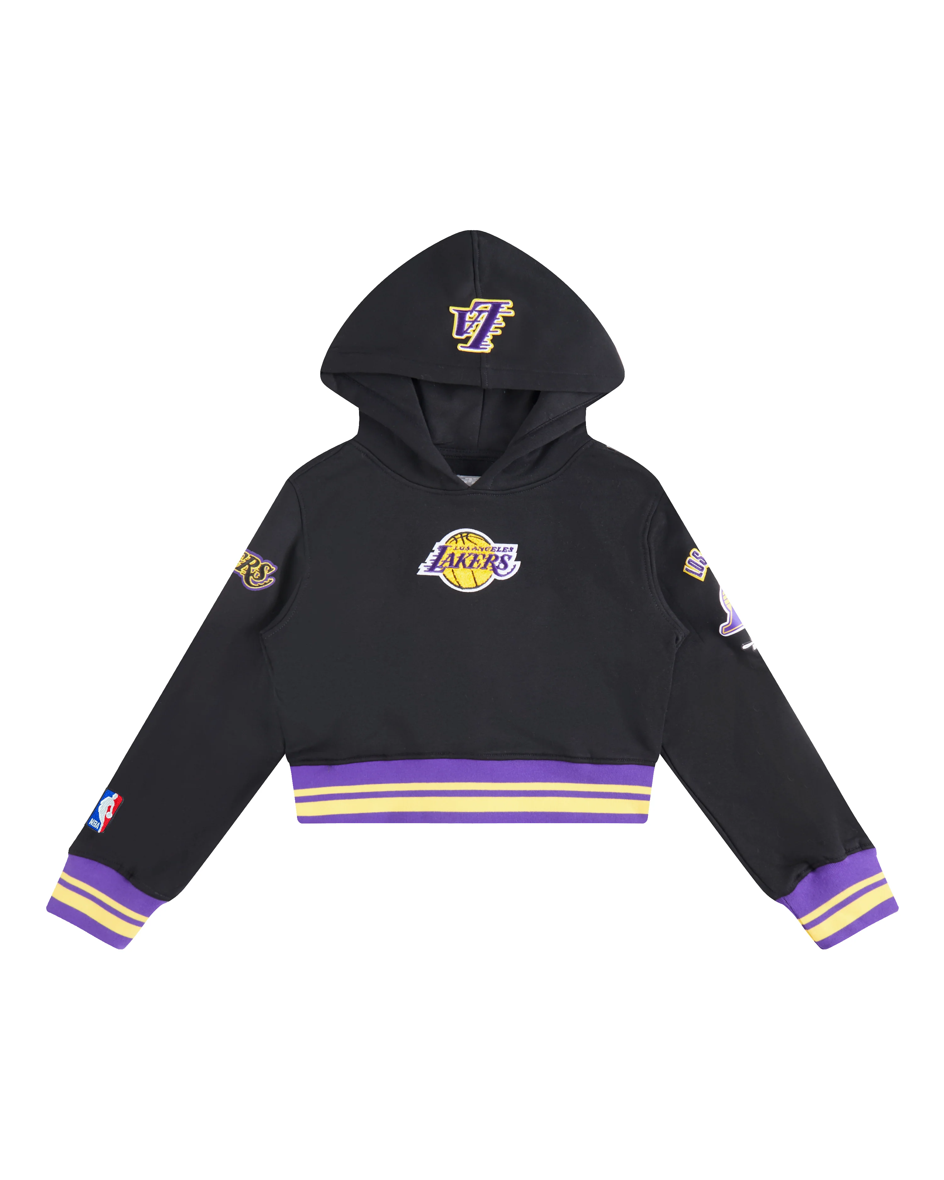 NBA LOS ANGELES LAKERS RETRO CLASSIC TODDLER GIRLS RIB FLEECE PULLOVER HOODIE (BLACK/PURPLE)