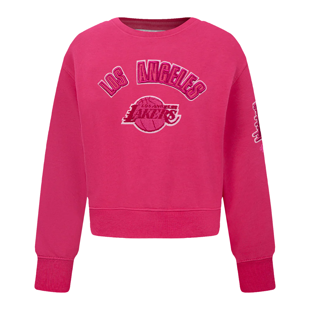 NBA LOS ANGELES LAKERS TRIPLE PINK TODDLER GIRLS FLEECE CREWNECK (BEETROOT PURPLE)