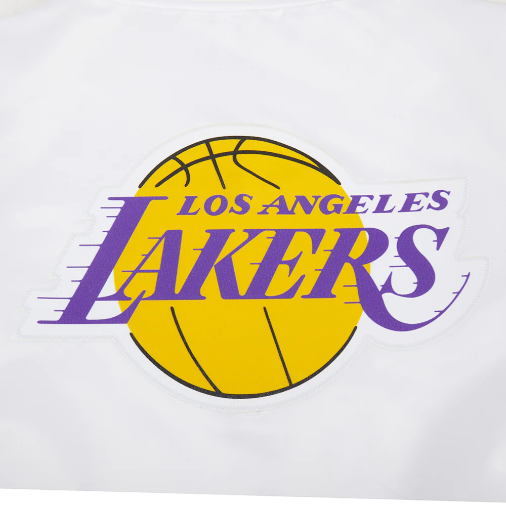 NBA LOS ANGELES LAKERS CLASSIC WOMEN'S SATIN JACKET (WHITE) - Image 8