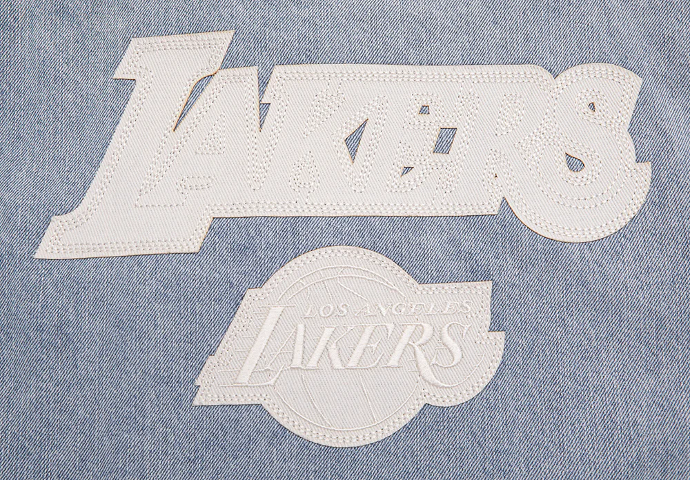 NBA LOS ANGELES LAKERS VARSITY BLUES WOMEN'S DENIM VARSITY JACKET (DENIM/LINEN) - Image 6