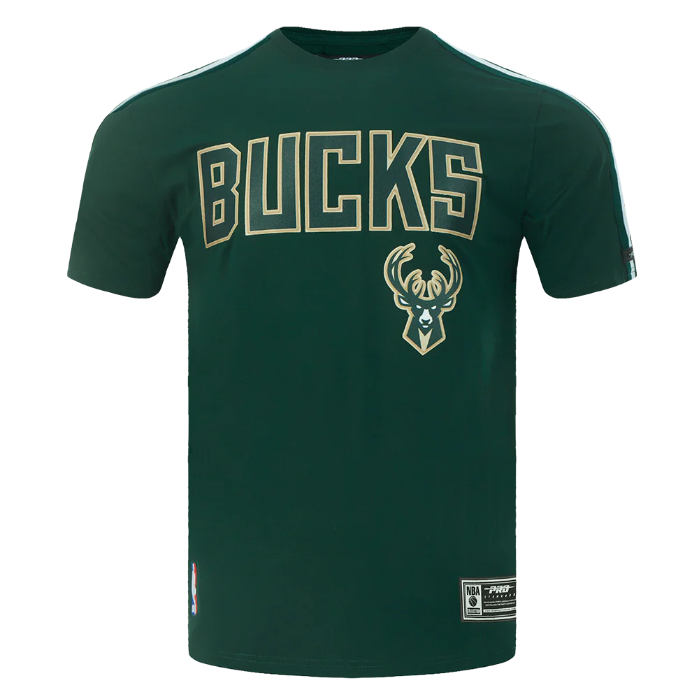 NBA MILWAUKEE BUCKS CLASSIC MEN'S MESH STRIPED TEE (FOREST GREEN)
