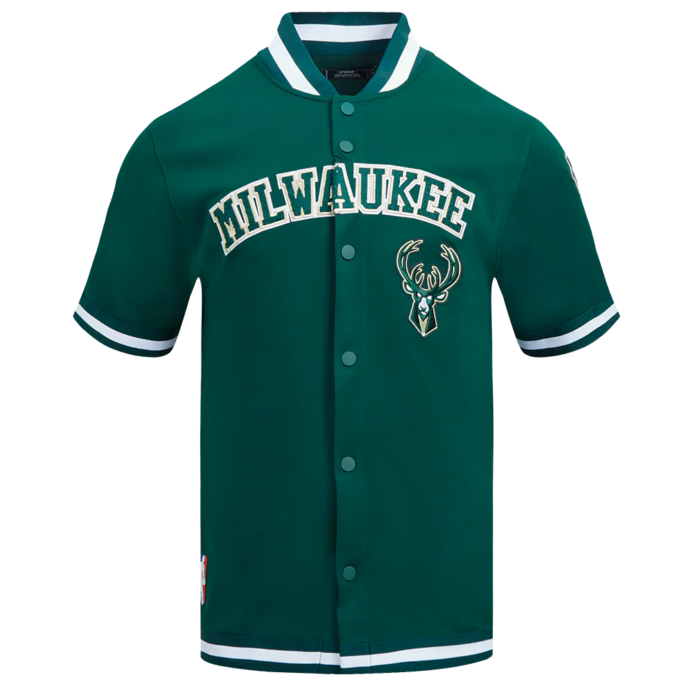 NBA MILWAUKEE BUCKS CLASSIC MEN'S PRO SS DOUBLE KNIT JACKET (FOREST GREEN)