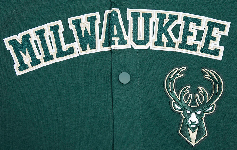 NBA MILWAUKEE BUCKS CLASSIC MEN'S PRO SS DOUBLE KNIT JACKET (FOREST GREEN) - Image 5