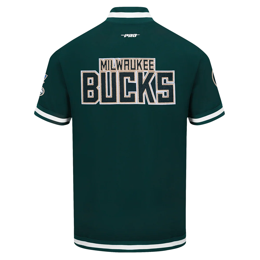 NBA MILWAUKEE BUCKS DAMIAN LILLARD #0 CLASSIC MEN'S WARM UP JACKET (FOREST GREEN) - Image 3