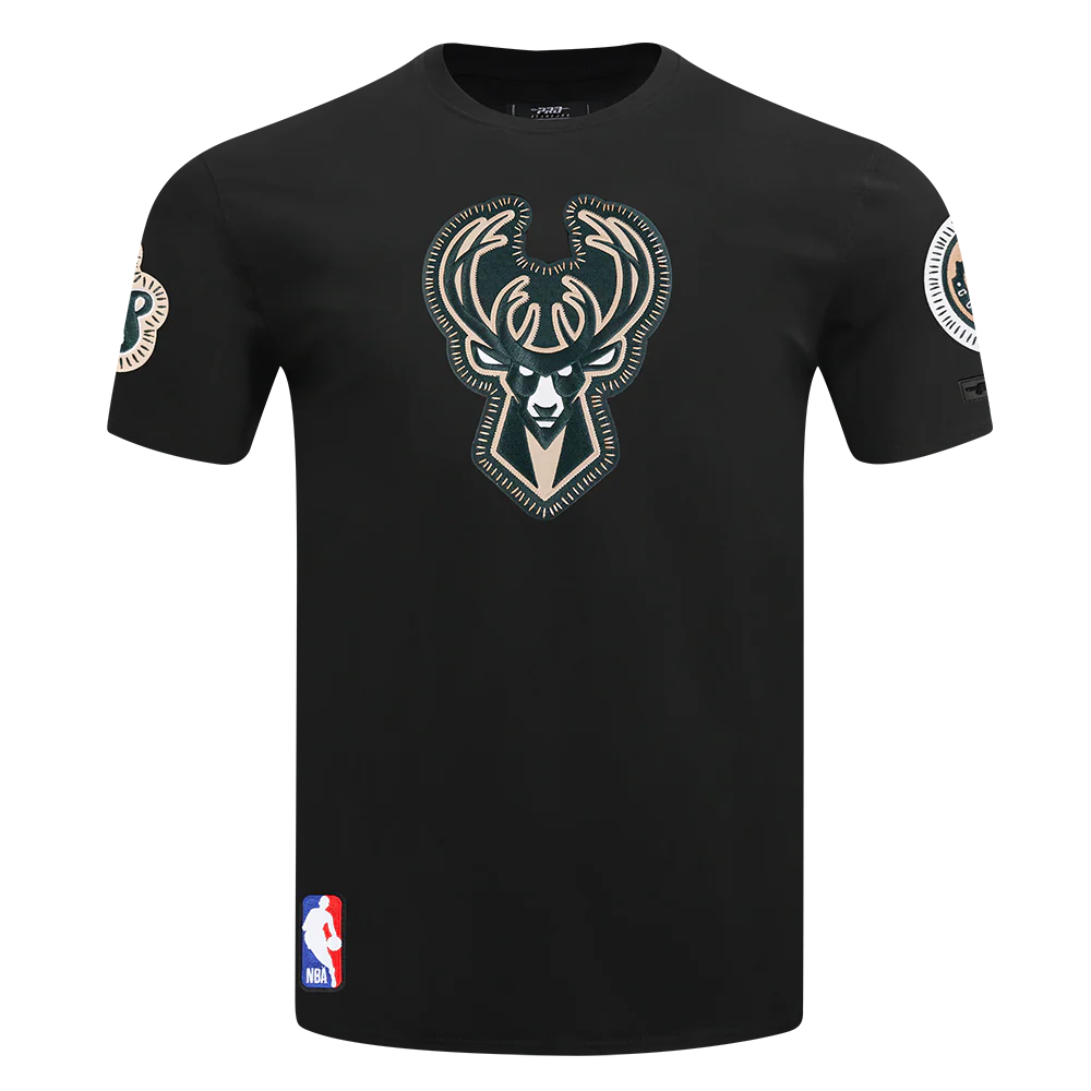 NBA MILWAUKEE BUCKS DIY PICK STITCH MEN'S SINGLE JERSEY TEE (BLACK)