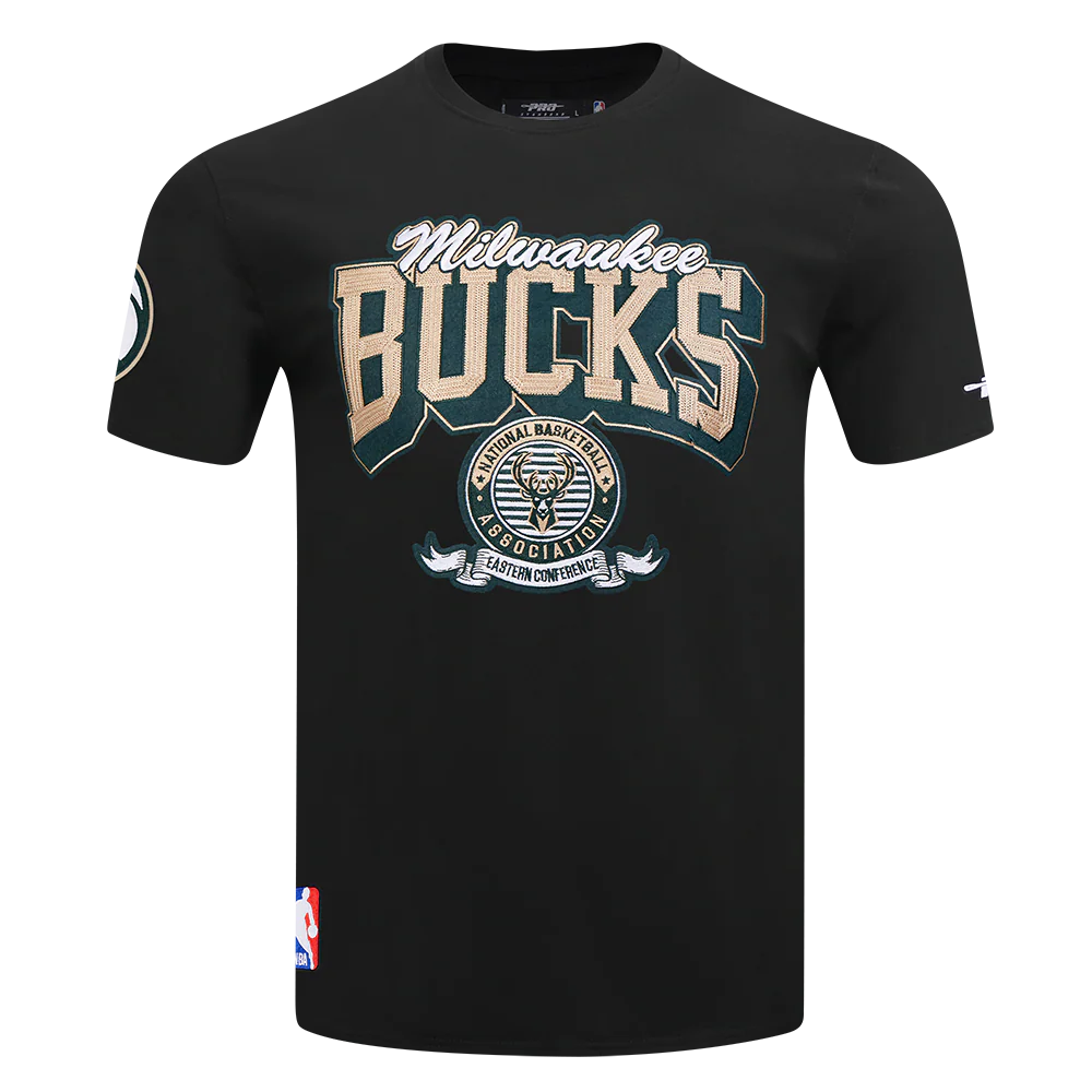 NBA MILWAUKEE BUCKS TEAM BADGE MEN'S WM SJ TEE (BLACK)