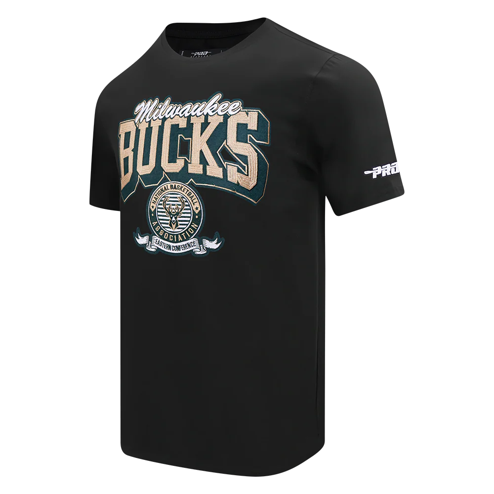 NBA MILWAUKEE BUCKS TEAM BADGE MEN'S WM SJ TEE (BLACK) - Image 2