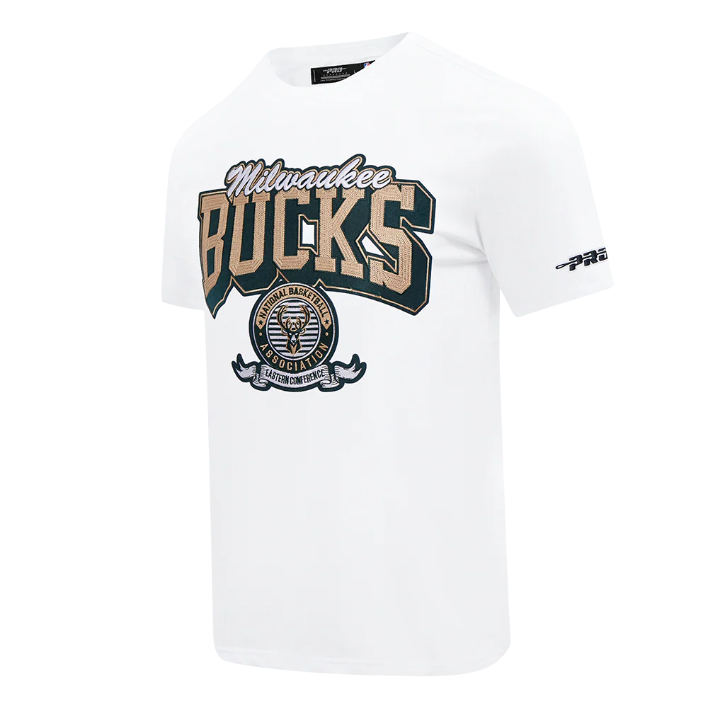 NBA MILWAUKEE BUCKS TEAM BADGE MEN'S WM SJ TEE (WHITE) - Image 2