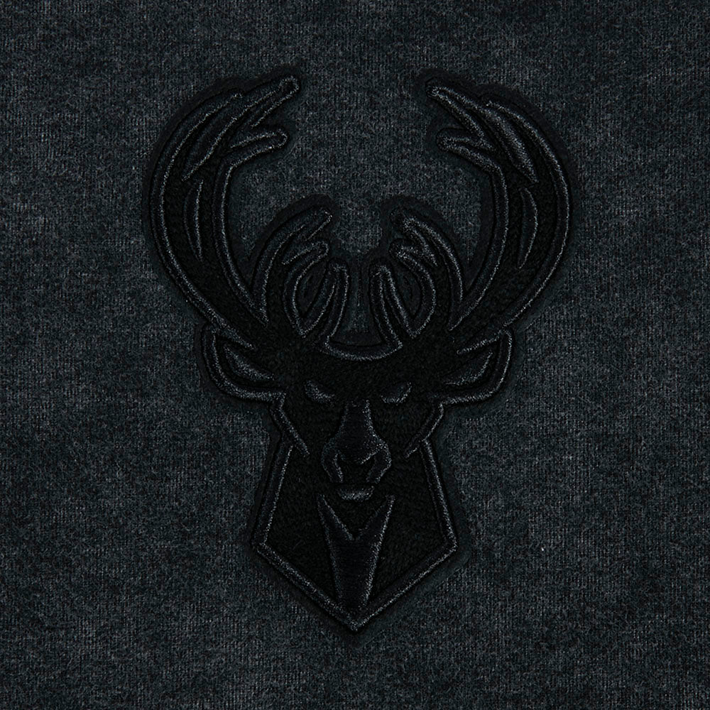 NBA MILWAUKEE BUCKS WASHED CLASSIC MEN'S ENZYME WASH CJ DROP SHOULDER TEE (WASHED BLACK) - Image 5