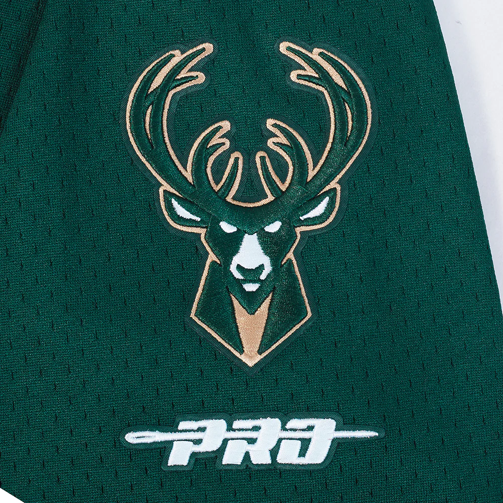 NBA MILWAUKEE BUCKS GIANNIS ANTETOKOUNMPO #34 CLASSIC MESH PNN MEN'S MESH BUTTON DOWN SHIRT (FOREST GREEN) - Image 9