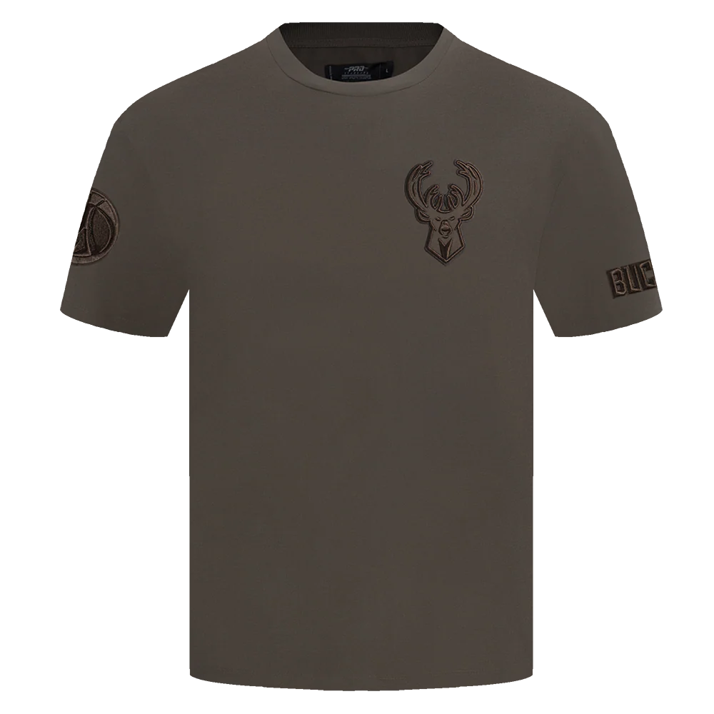 NBA MILWAUKEE BUCKS NEUTRAL MEN'S DROP SHOULDER TEE (DARK TAUPE) - Image 2