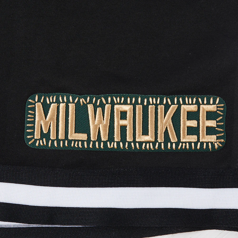 NBA MEN'SILWAUKEE BUCKS DIY PICK STITCH MEN'S DOUBLE KNIT 2.0 SHORT (BLACK) - Image 6