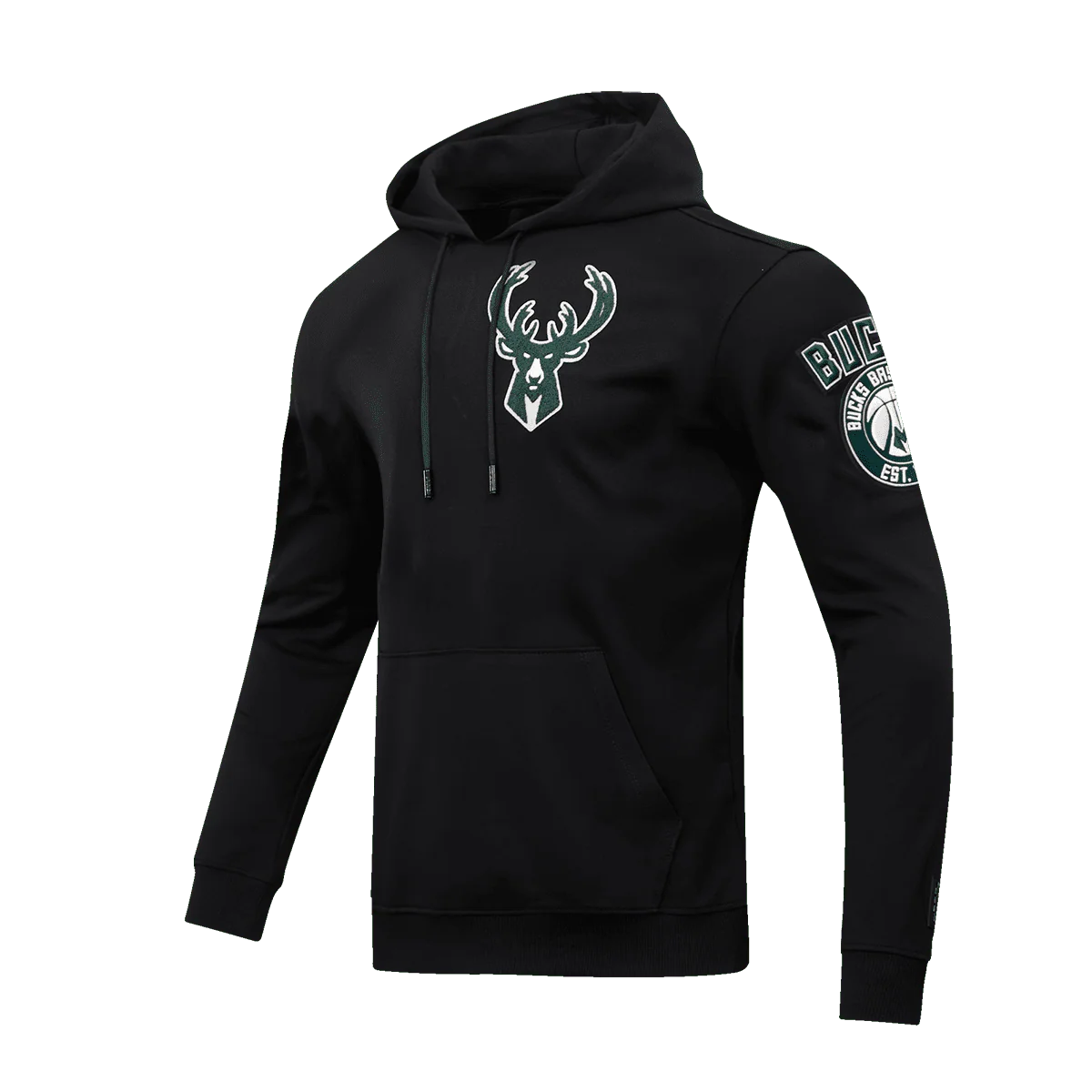 NBA MILWAUKEE BUCKS CLASSIC CHENILLE MEN'S PULLOVER HOODIE (BLACK) - Image 3