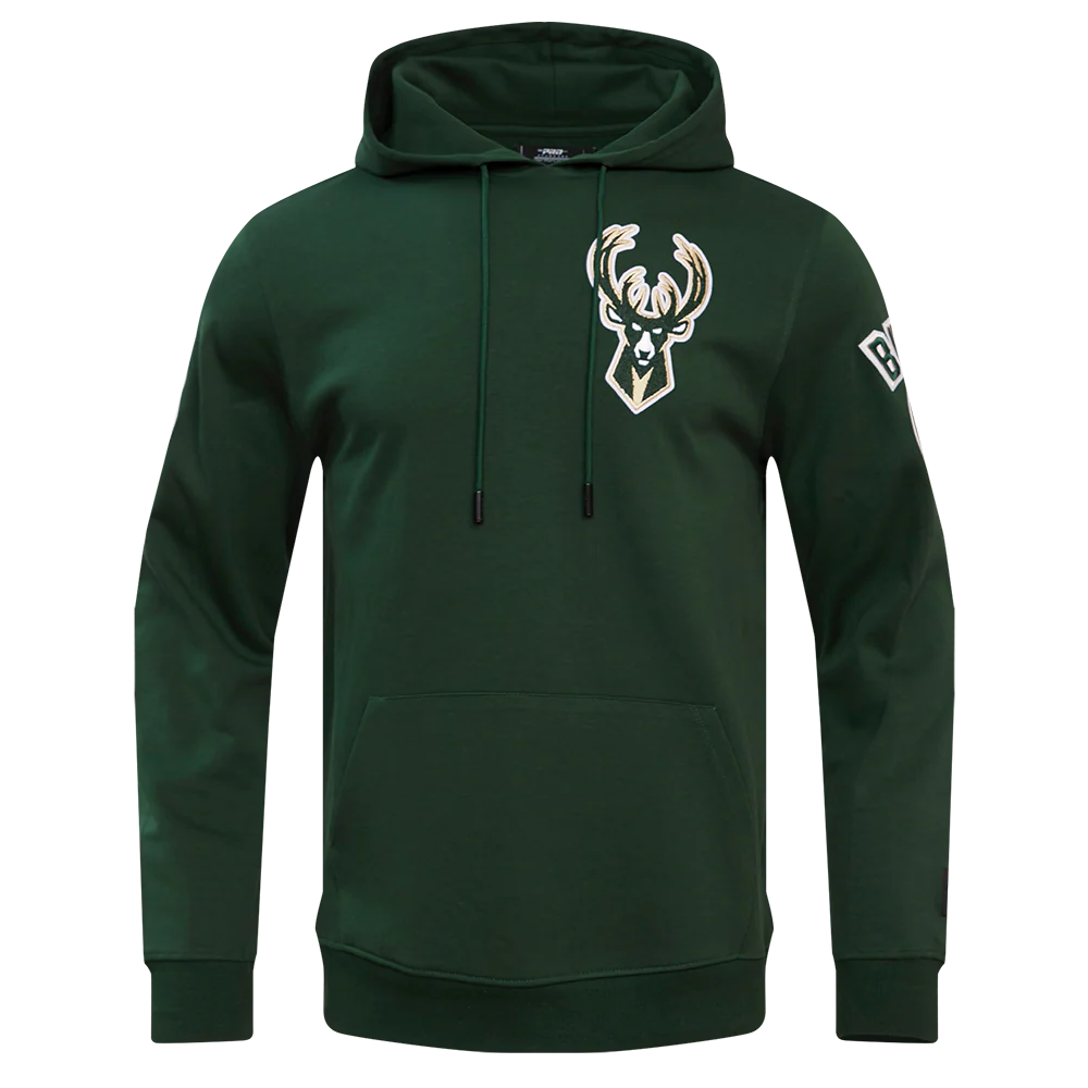 NBA MILWAUKEE BUCKS CLASSIC CHENILLE MEN'S PULLOVER HOODIE (FOREST GREEN)