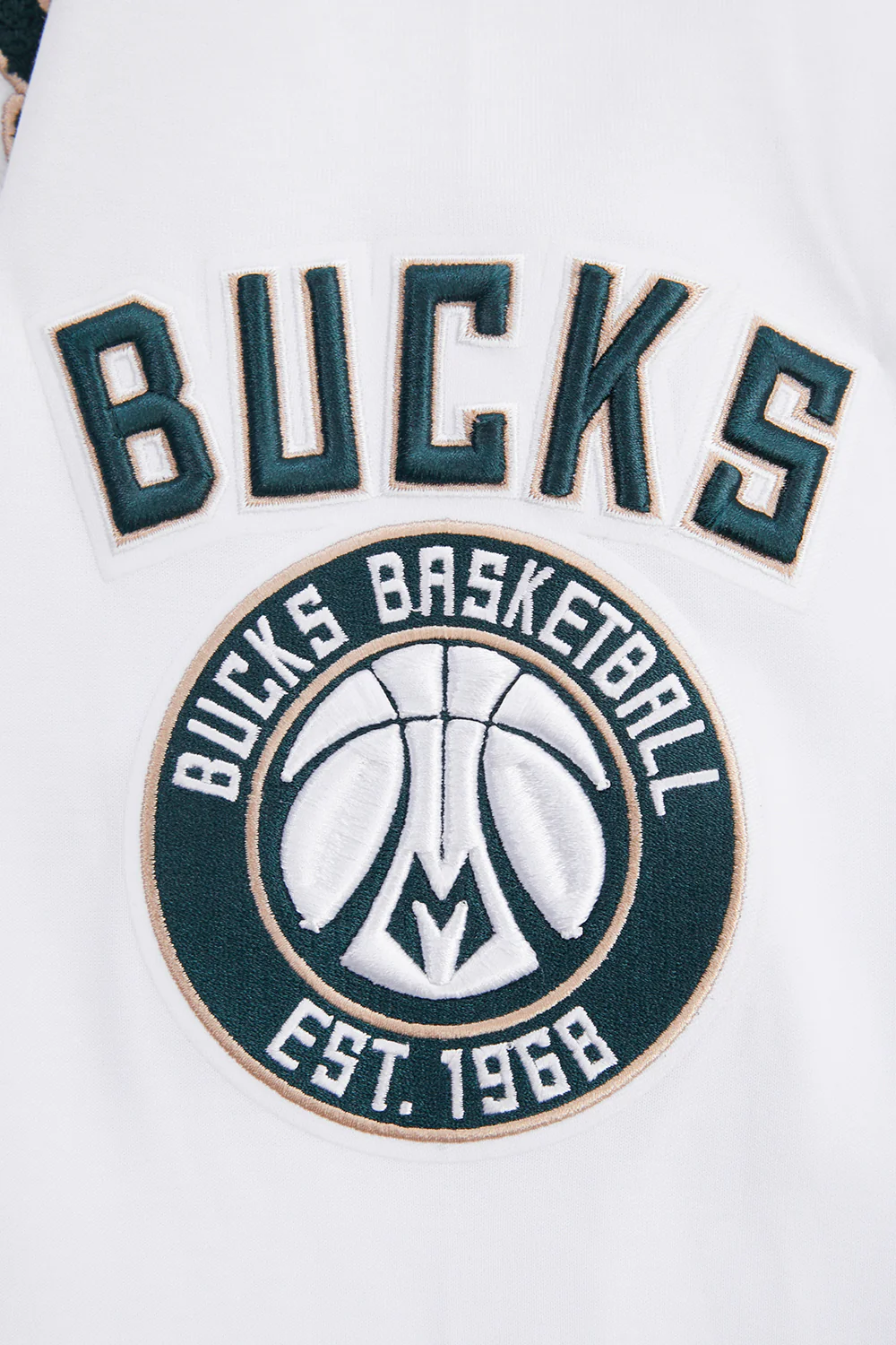 NBA MILWAUKEE BUCKS CLASSIC CHENILLE MEN'S PULLOVER HOODIE (WHITE) - Image 8