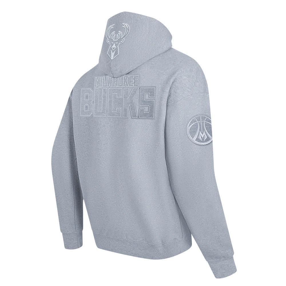 NBA MILWAUKEE BUCKS REVERSE FRENCH TERRY MEN'S DROP SHOULDER FLC PO (DARK HEATHER GRAY) - Image 6