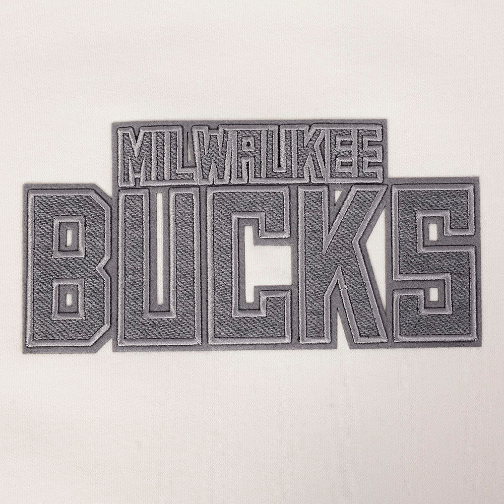 NBA MILWAUKEE BUCKS REVERSE FRENCH TERRY MEN'S DROP SHOULDER FLEECE CREWNECK (EGGSHELL) - Image 5