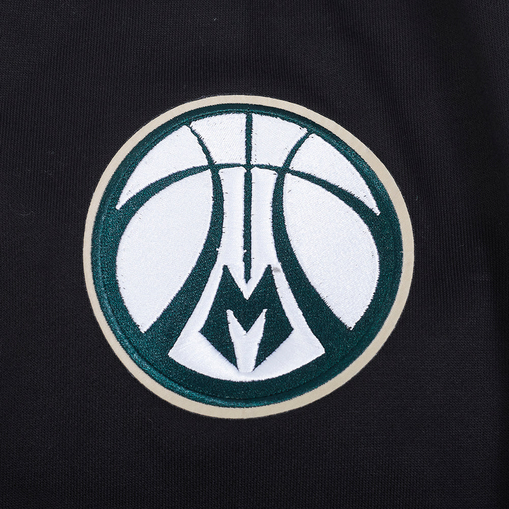 NBA MILWAUKEE BUCKS SOUVENIR MEN'S FLEECE PULLOVER HOODIE (BLACK) - Image 7