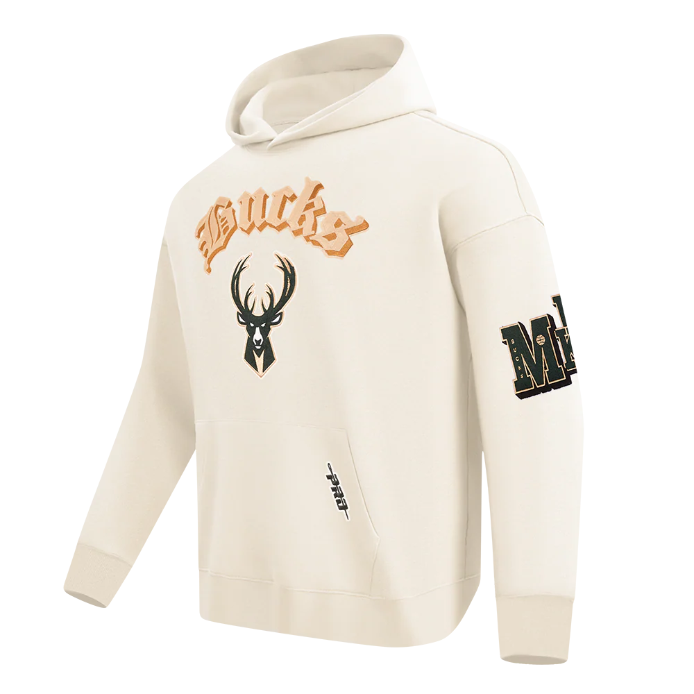 NBA MILWAUKEE BUCKS BEST OF MEN'S DROP SHOULDER PO HOODIE (EGGSHELL) - Image 2