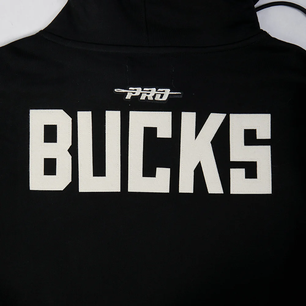 NBA MILWAUKEE BUCKS MODERN ORIGINALS MEN'S FLC PO HOODIE (BLACK) - Image 8