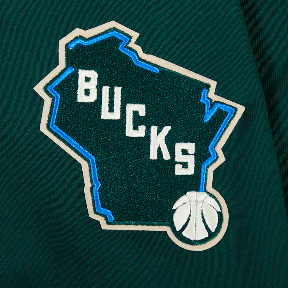 NBA MILWAUKEE BUCKS CITY ARCH MEN'S FLC 1/4 ZIP (FOREST GREEN) - Image 7
