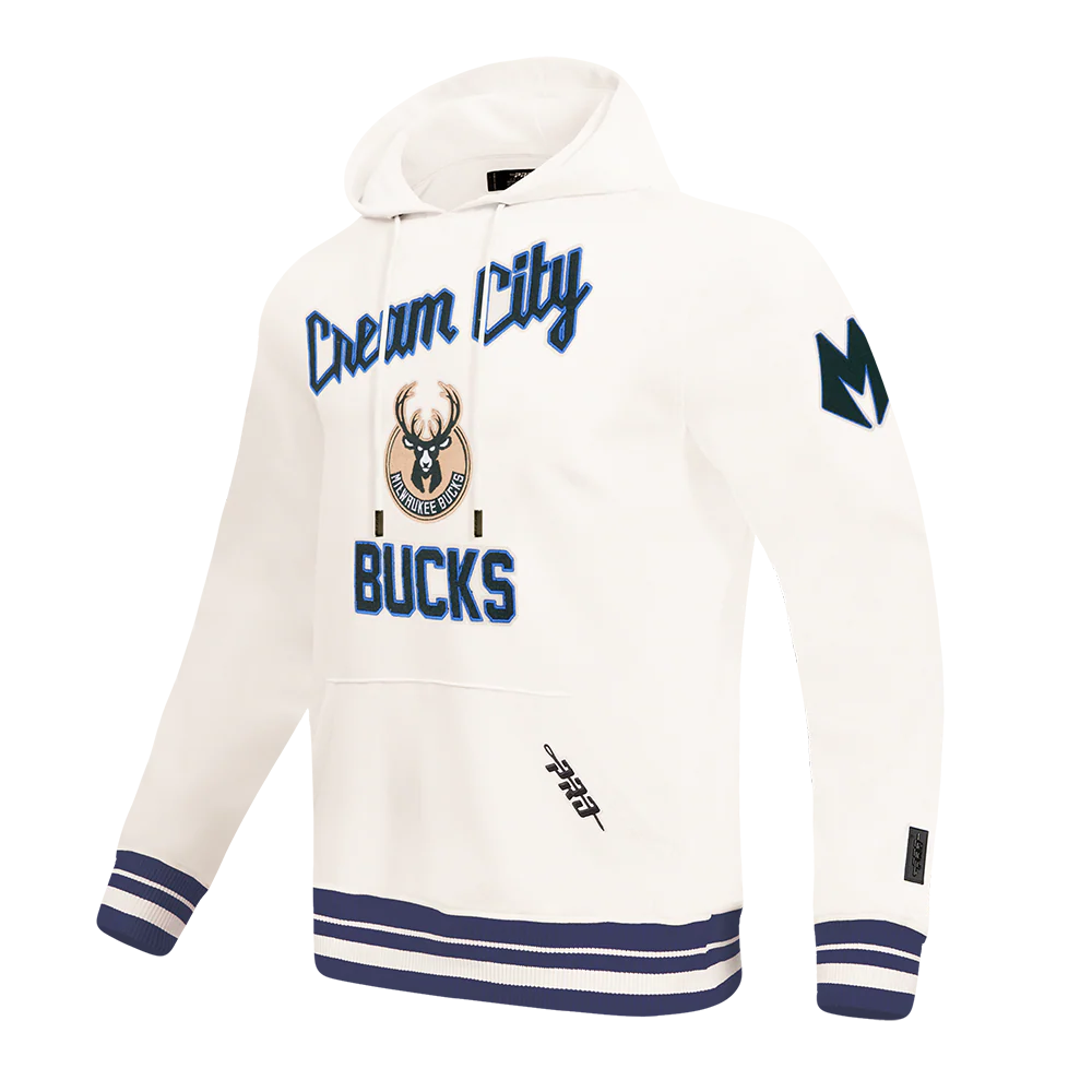 NBA MILWAUKEE BUCKS CITY EDITION 25-26 MEN'S RIB FLC PO HOODIE (EGGSHELL/ ROYAL BLUE) - Image 4
