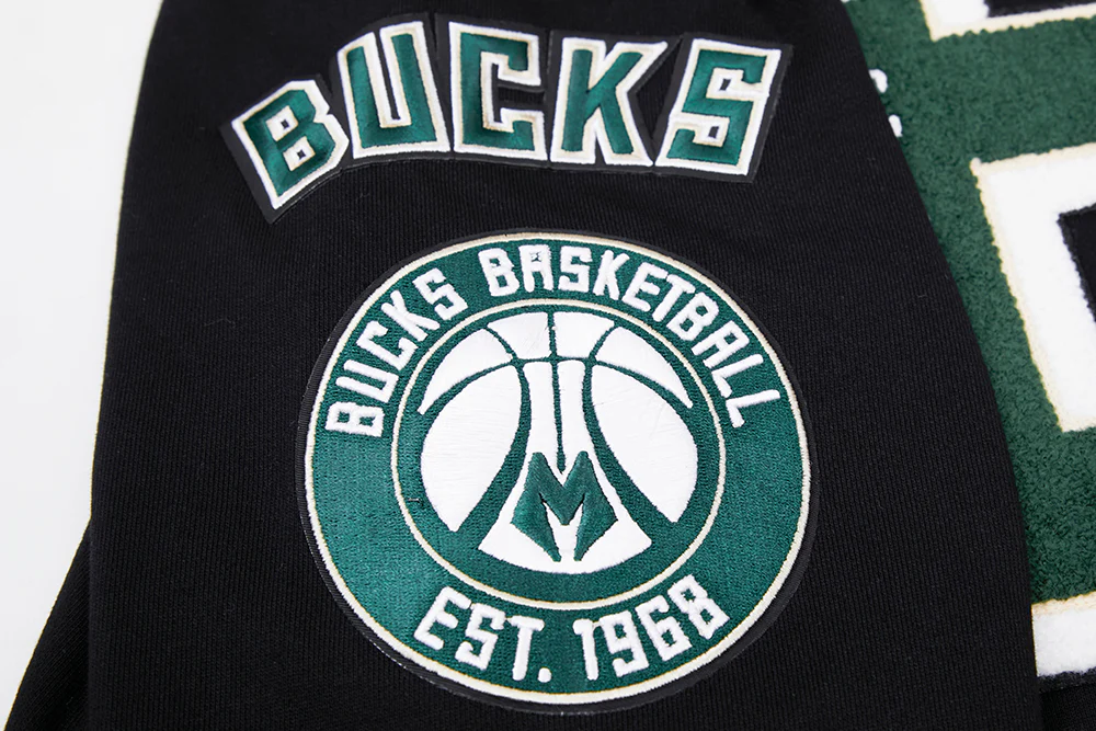 NBA MILWAUKEE BUCKS MASHUP MEN'S RIB PO HOODIE (BLACK) - Image 6