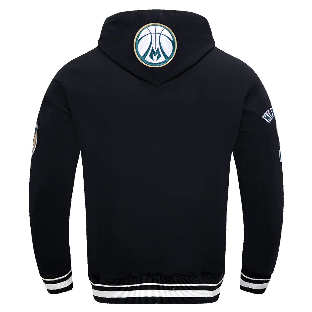 NBA MILWAUKEE BUCKS RETRO CLASSIC MEN'S PO HOODIE (BLACK) - Image 3