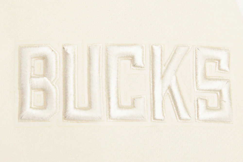 NBA MILWAUKEE BUCKS NEUTRAL DROP SHOULDER MEN'S PULLOVER HOODIE (EGGSHELL) - Image 7