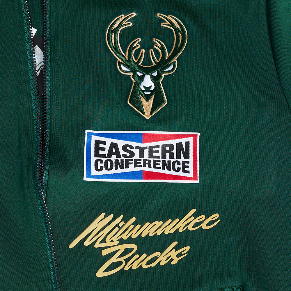 NBA MILWAUKEE BUCKS FAST LANE MEN'S DOUBLE KNIT TRACK JACKET (FOREST GREEN) - Image 5