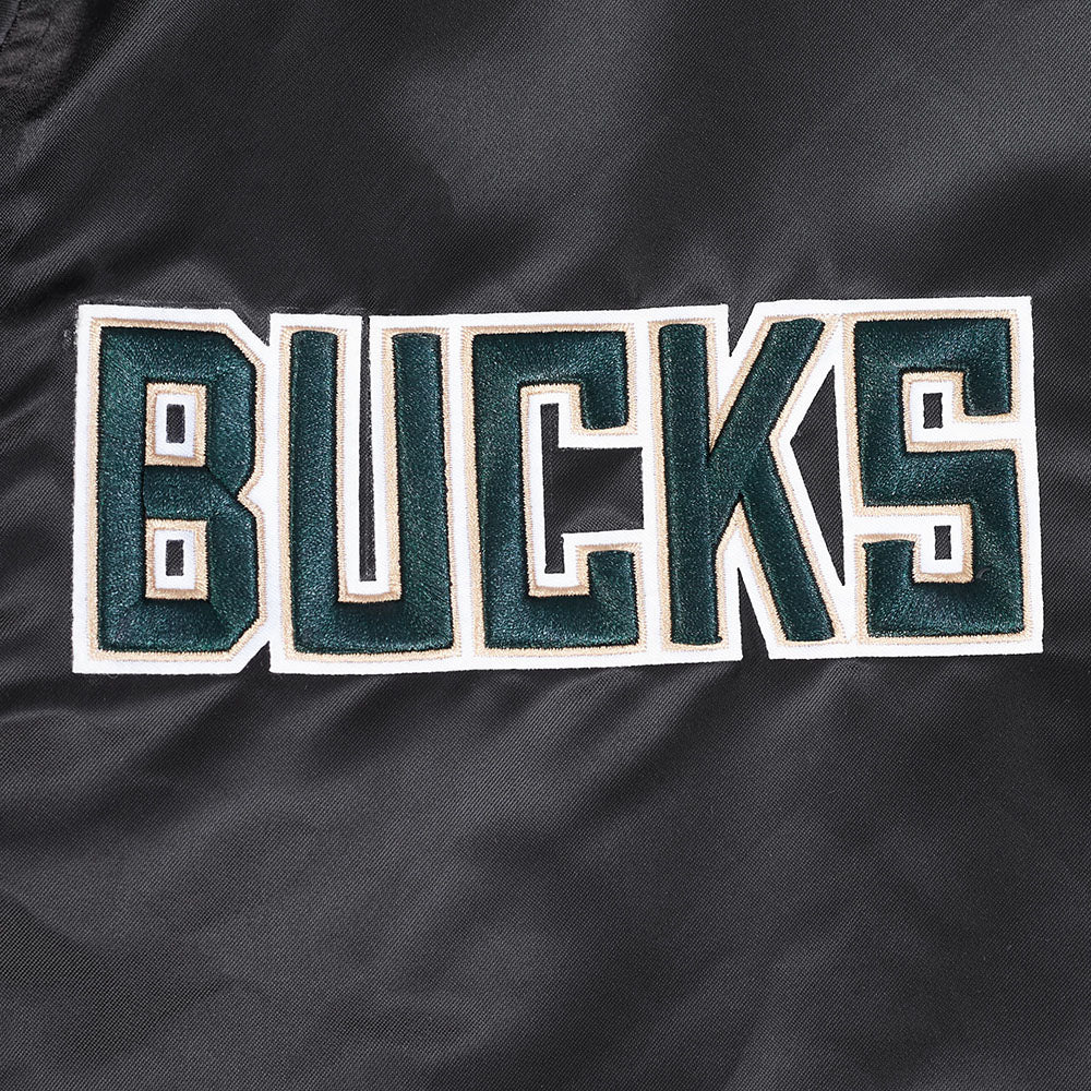 NBA MILWAUKEE BUCKS SOUVENIR MEN'S SATIN JACKET (BLACK) - Image 6